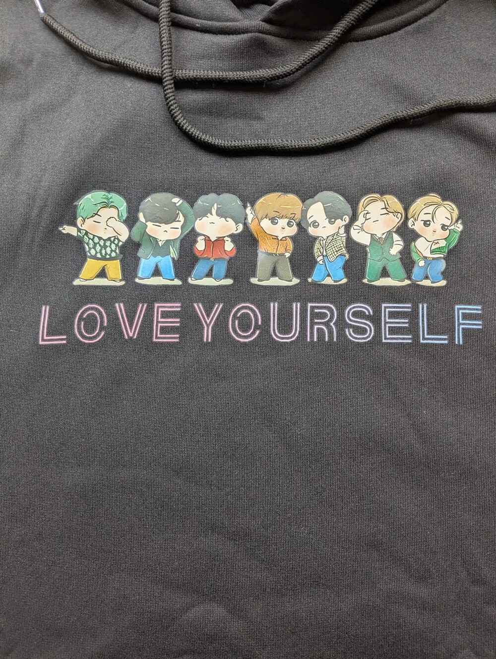 BTS Black Pullover Hoodie Lightweight Pop Music Unisex M - Picture 3 of 9
